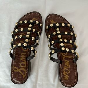 Sam Edelman Black Sandals with Gold Studs